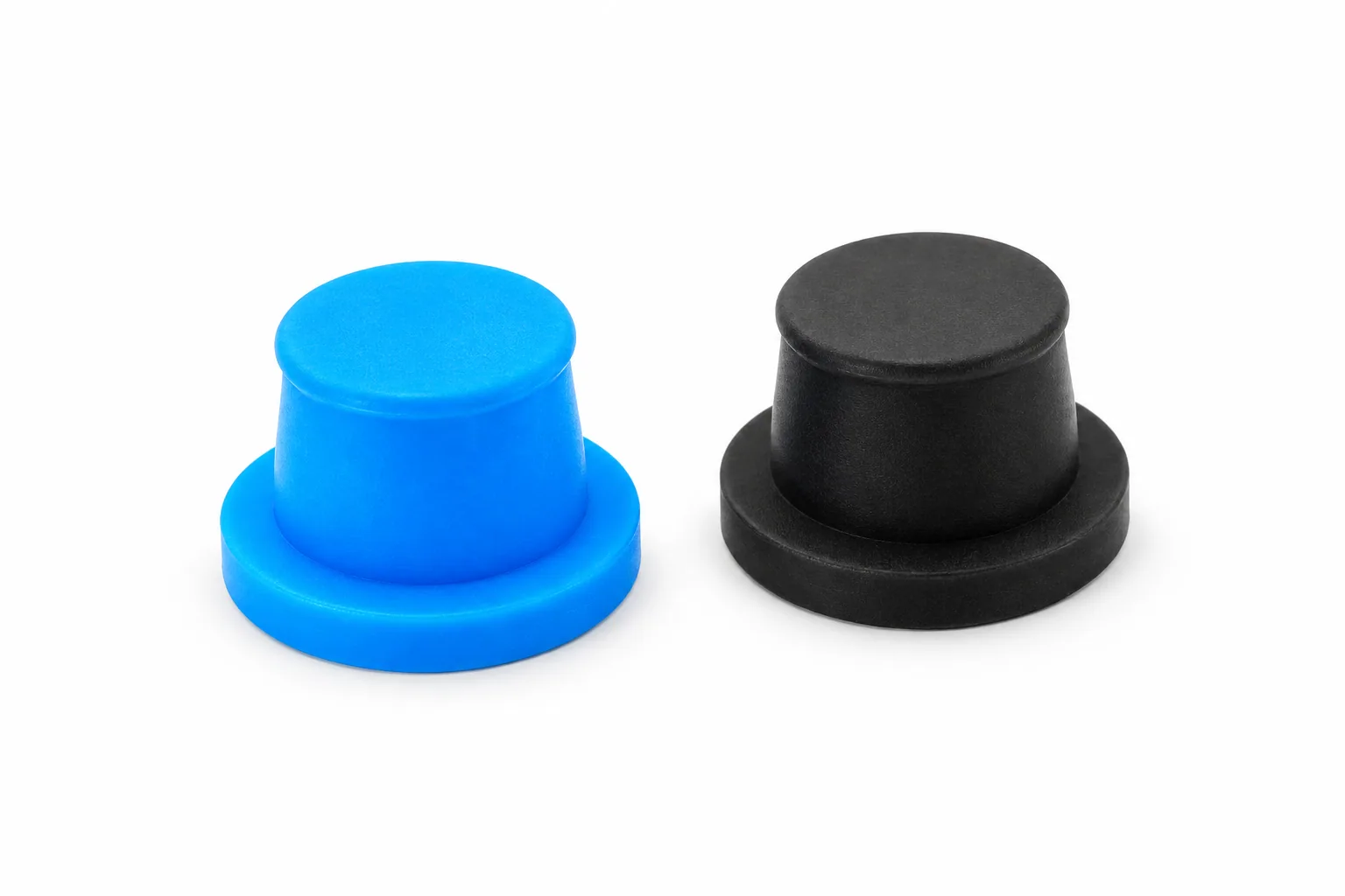 Blue and black flanged rubber stoppers based on product 005803