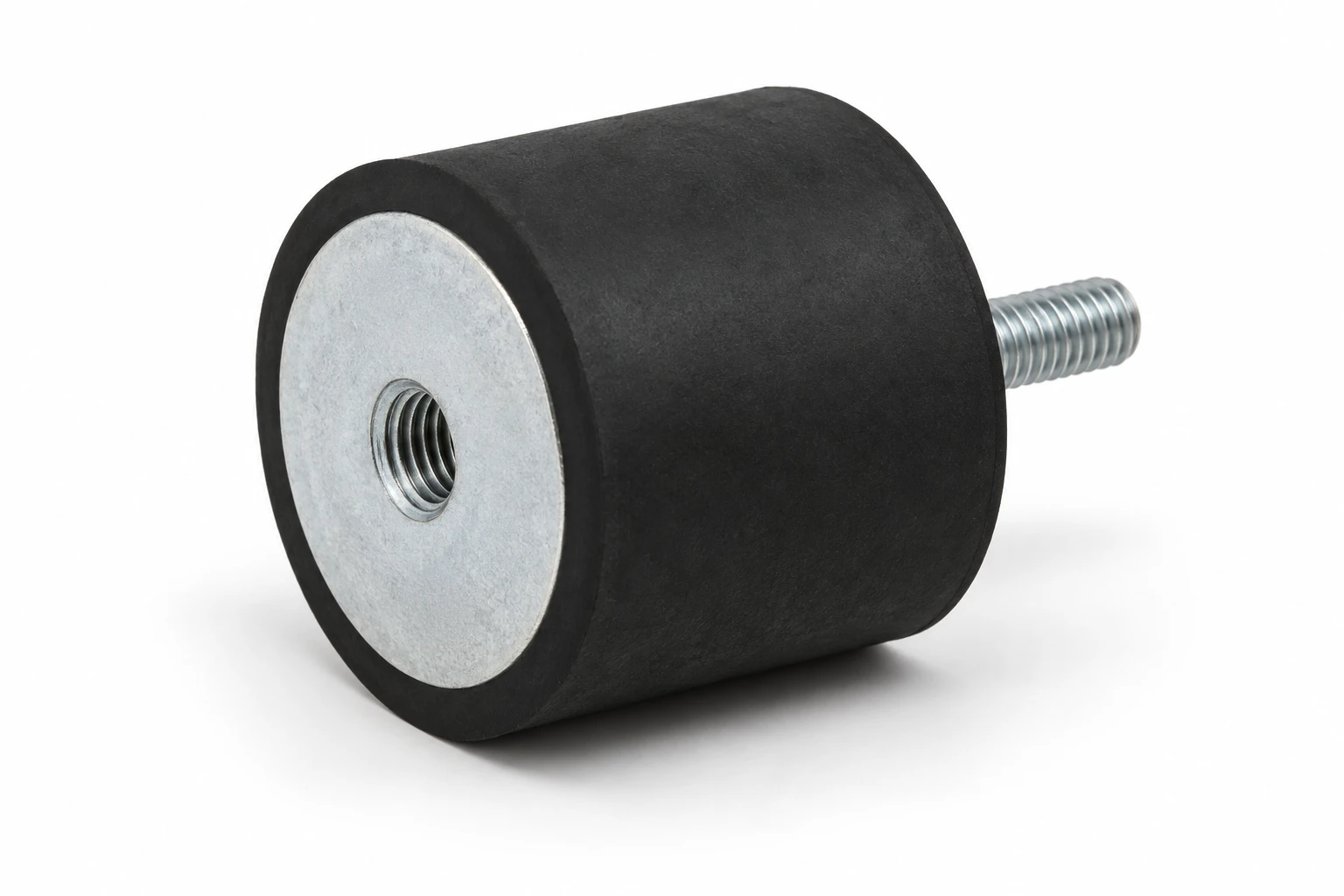 Generated product visualization of a Type B Male / Female cylindrical rubber mount.