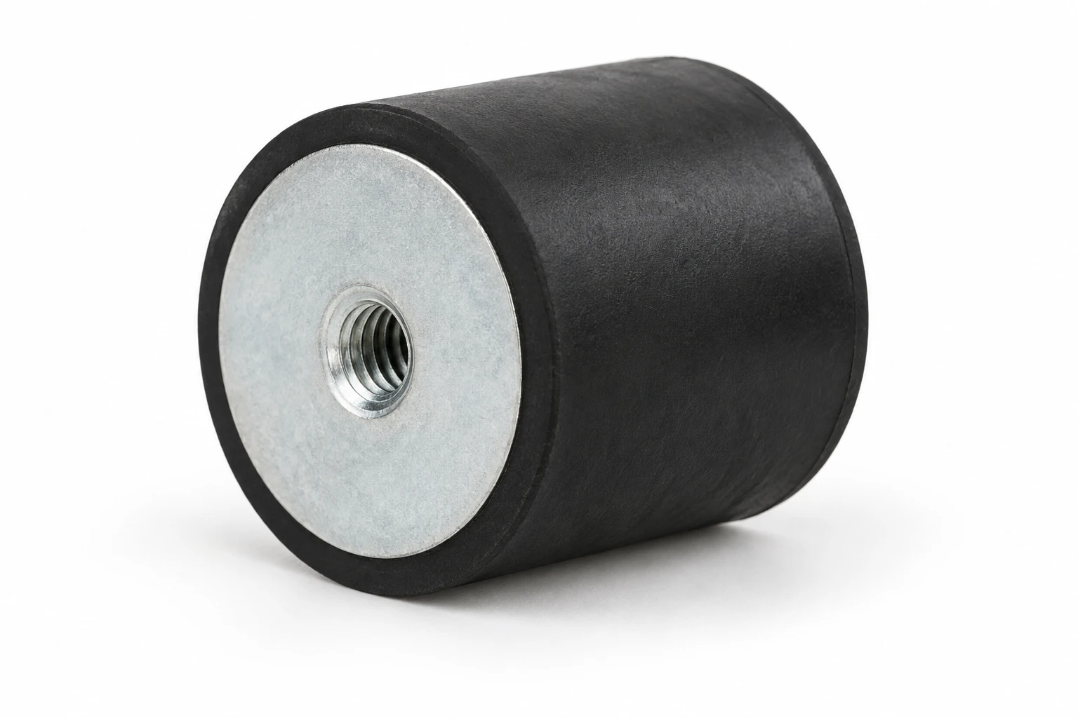 Generated product visualization of a Type C Female / Female cylindrical rubber mount.