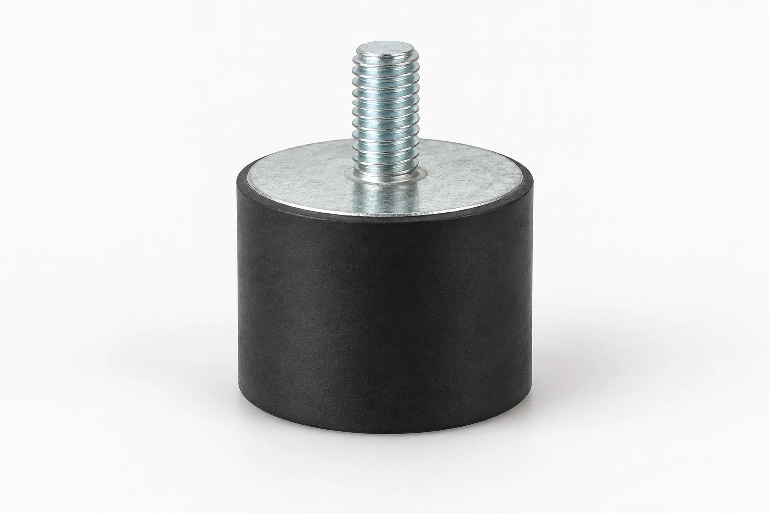 Generated product visualization of a Type D Male / Foot cylindrical rubber mount.