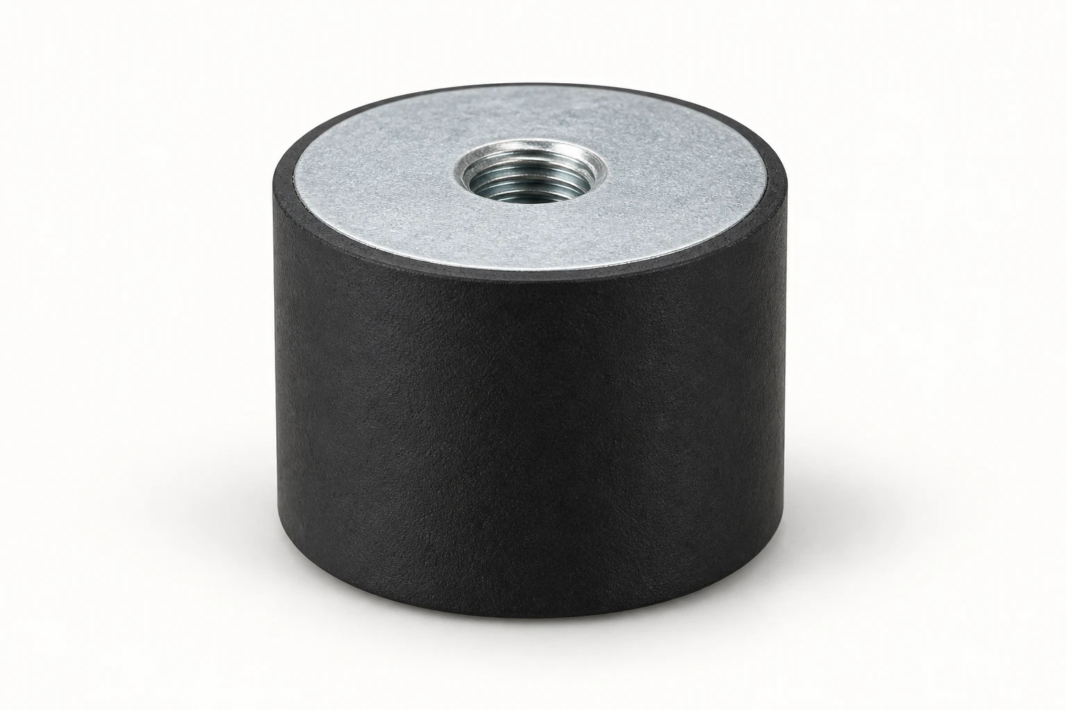 Generated product visualization of a Type E Female / Foot cylindrical rubber mount.
