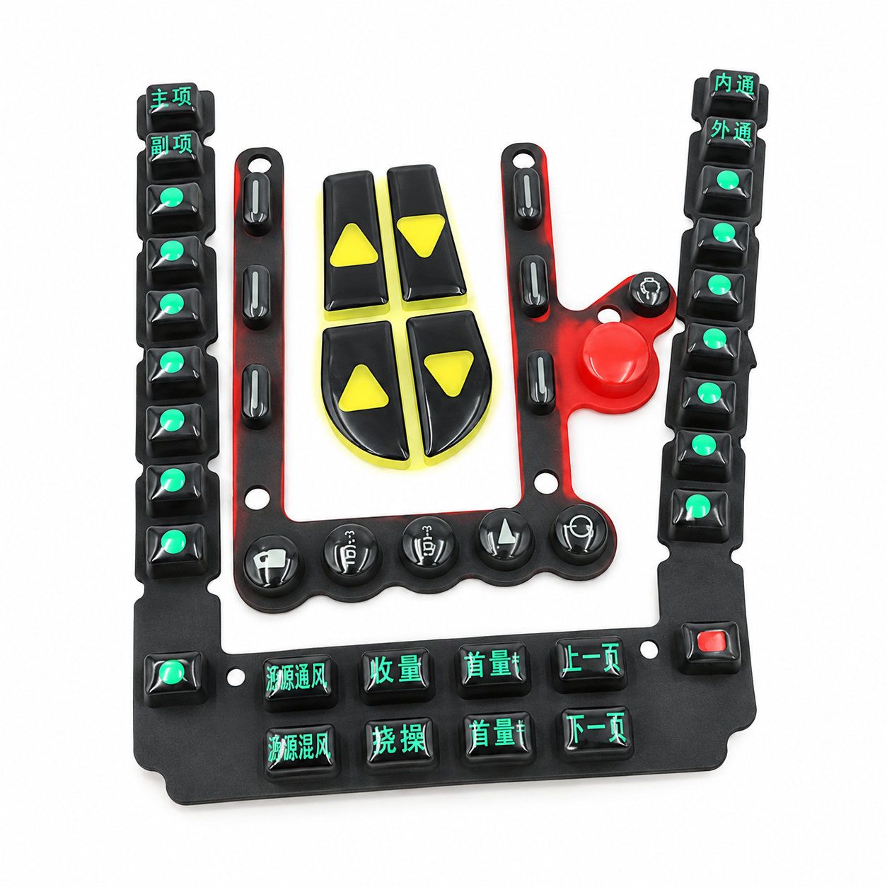 Custom silicone function buttons for electronic equipment