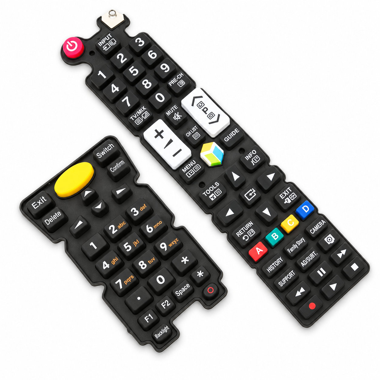 Durable silicone function buttons/remote keypads for TV