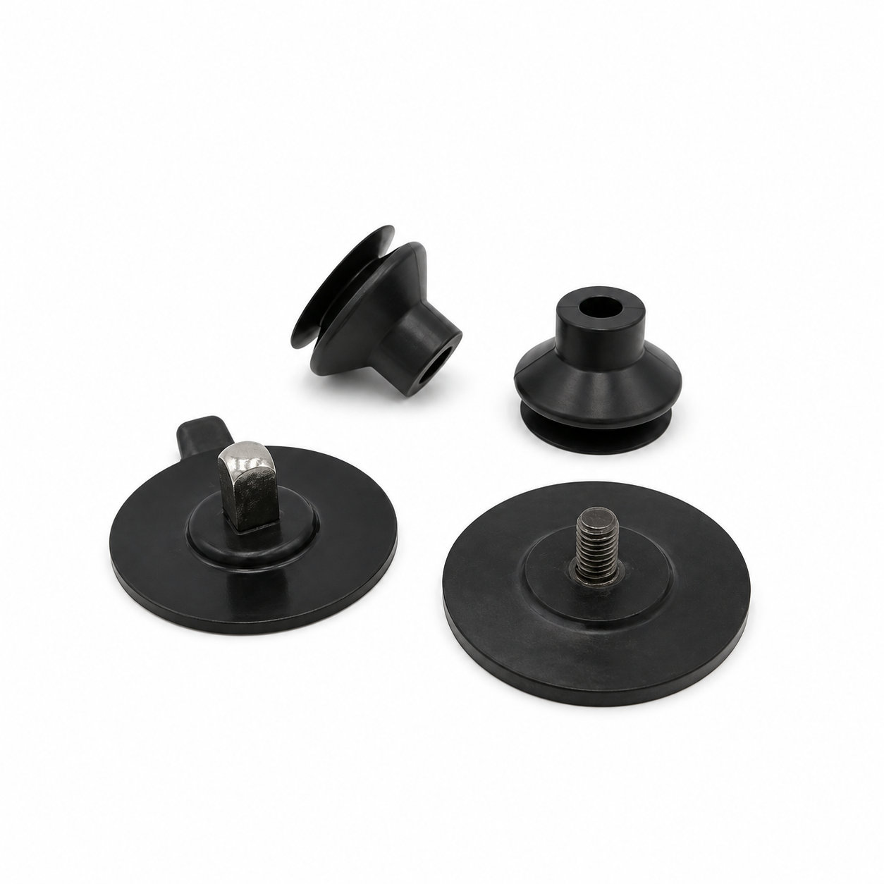 Custom made rubber silicone suction cups attached with screws