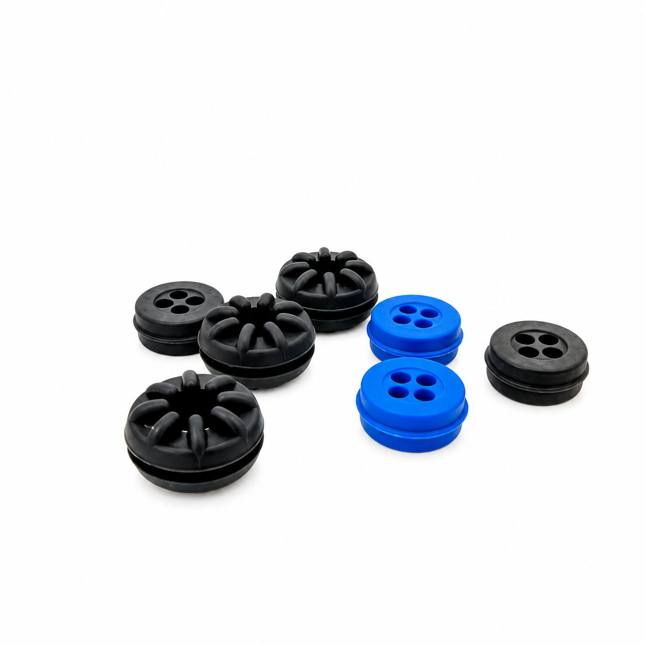 Custom medical silicone cable grommets with four hole