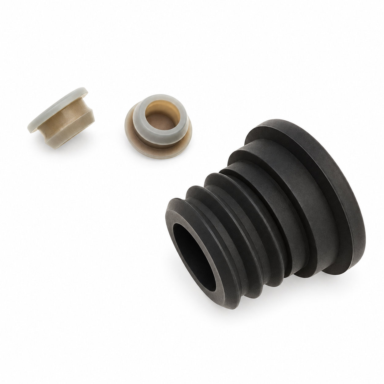 Small round silicone rubber screw threaded seal plugs