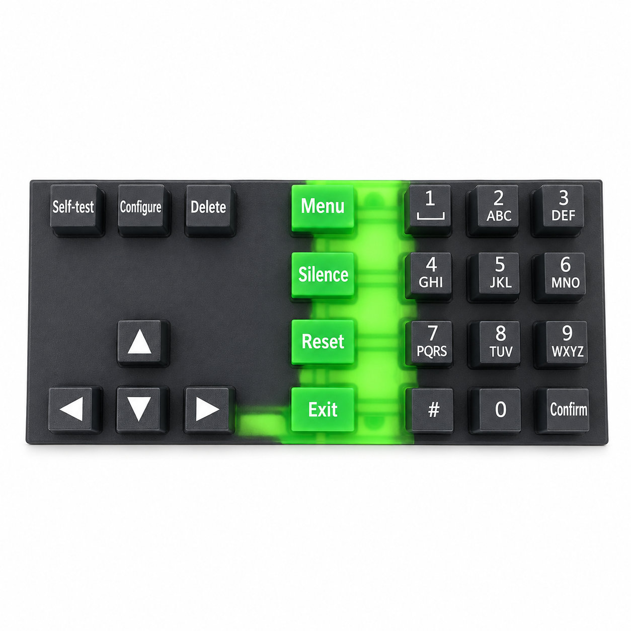 Custom made access control keypad with carbon pills
