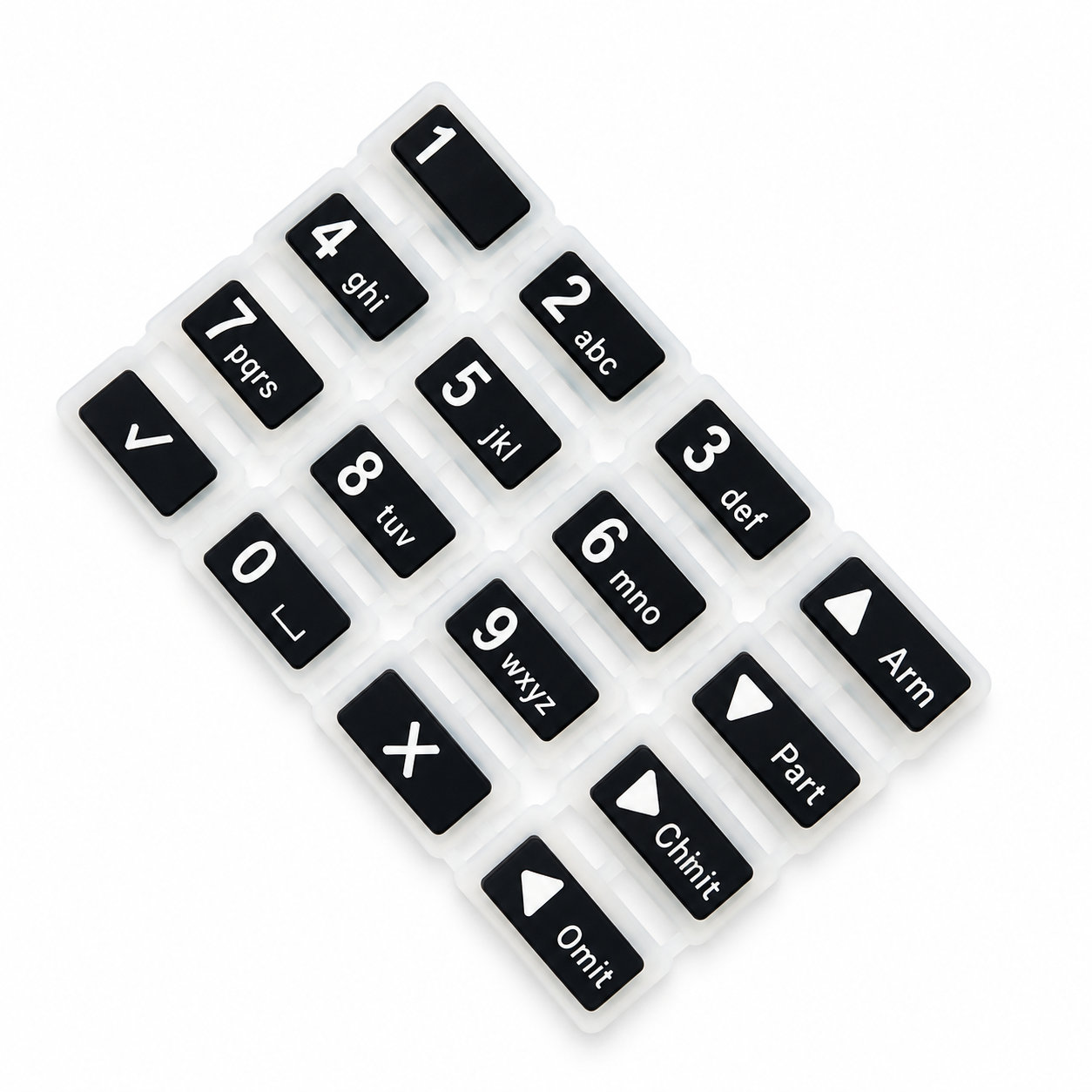 Wear-resistant transparent silicone keypads with printing