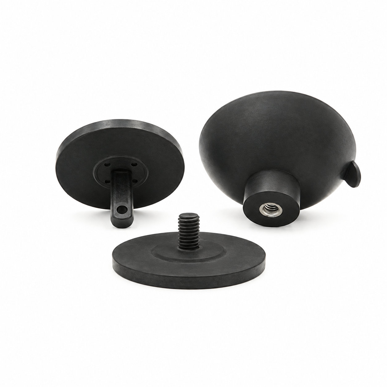 Industrial large rubber vacuum suction cups with threaded nuts