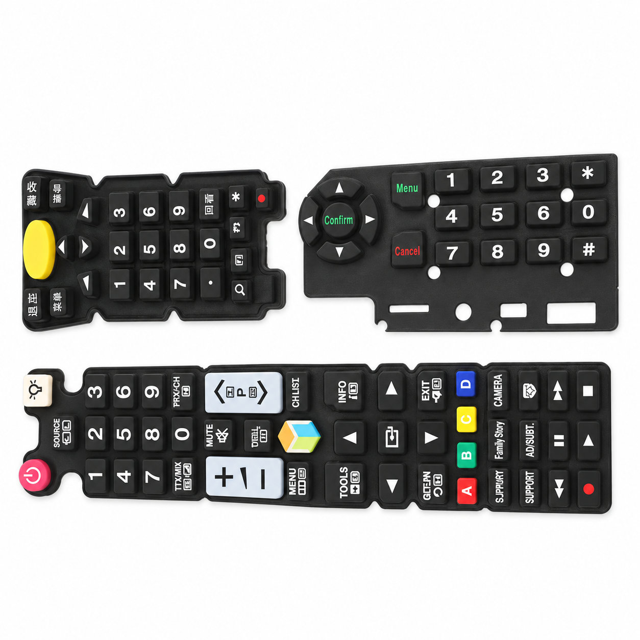 Silicone rubber keypad for television remote control