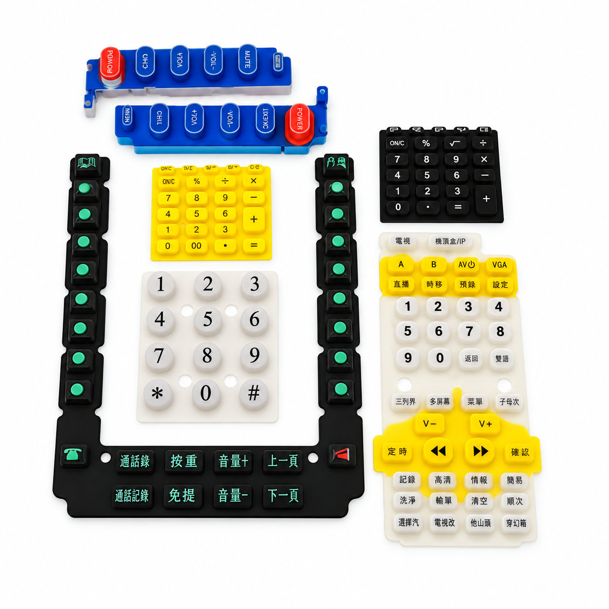 Conductive silicone buttons remote control illuminated numeric keypad