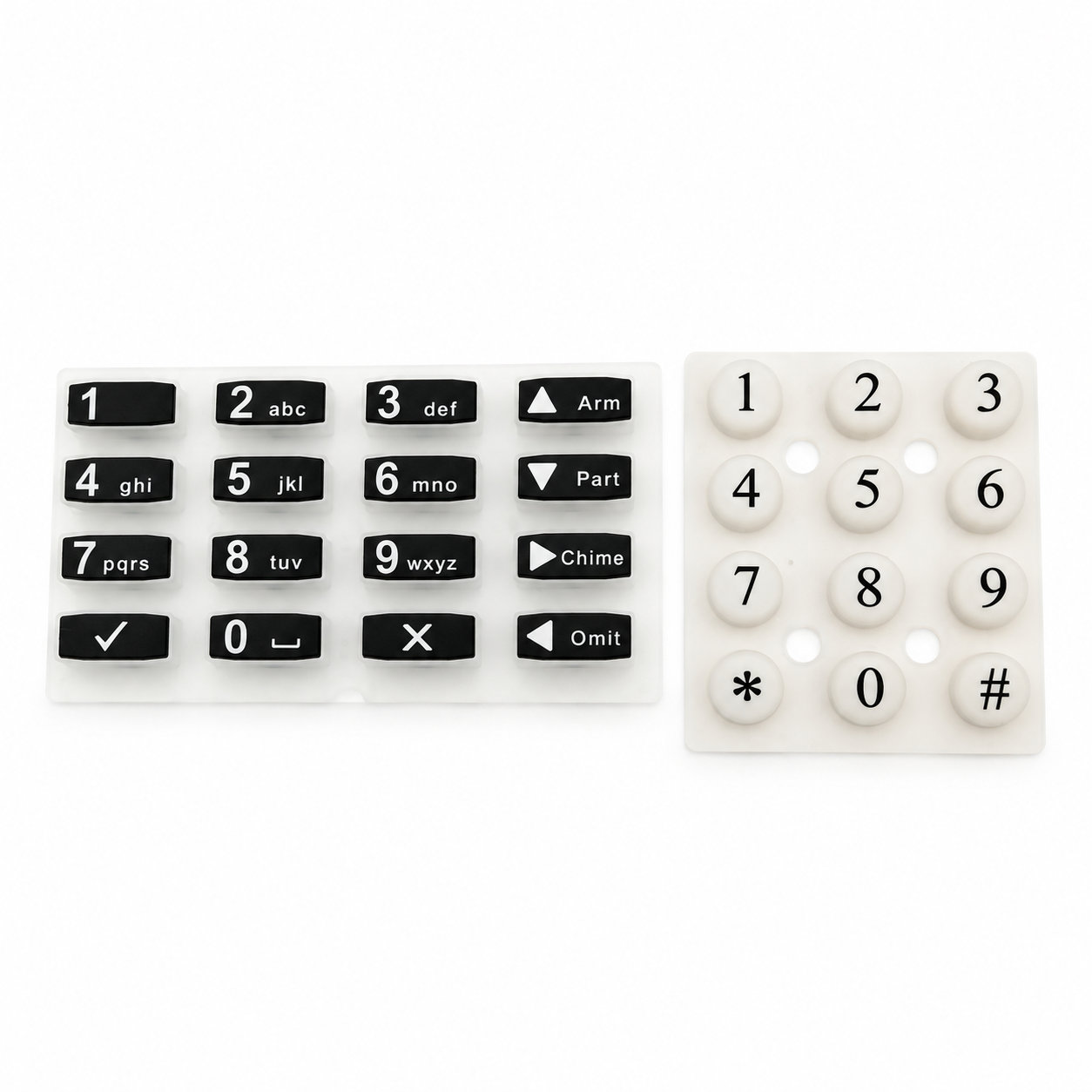 Custom made soft carbon pucks for silicone keypads
