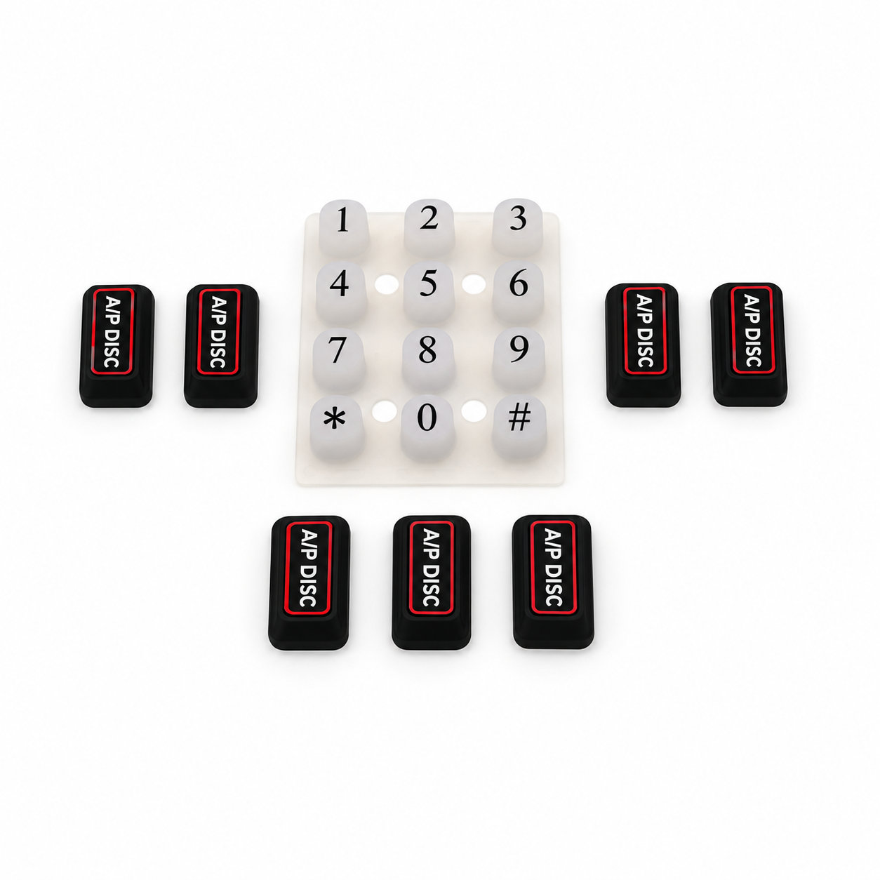 Custom made silicone button keypad with carbon pills