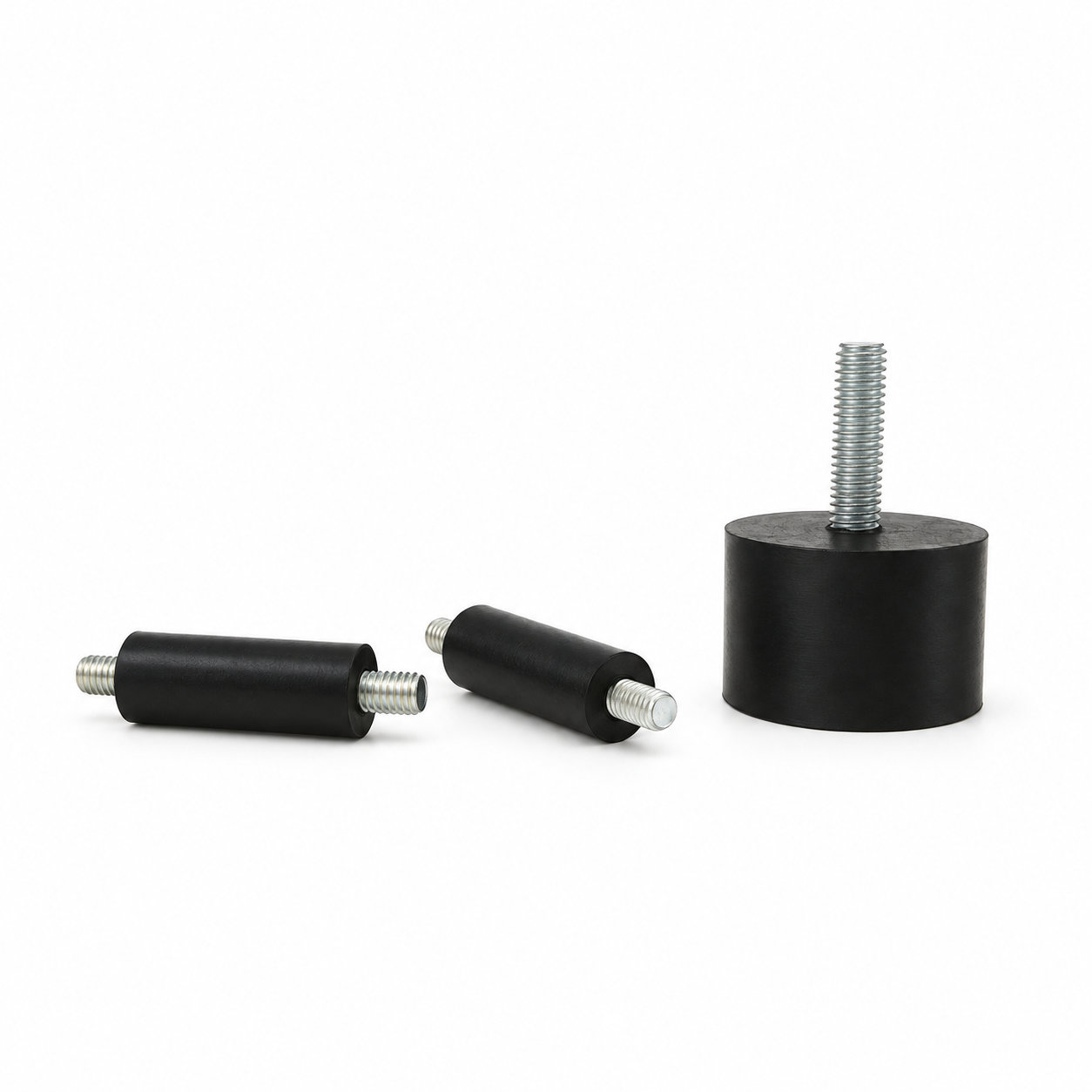 Rubber vibration damper with threaded bolt screw