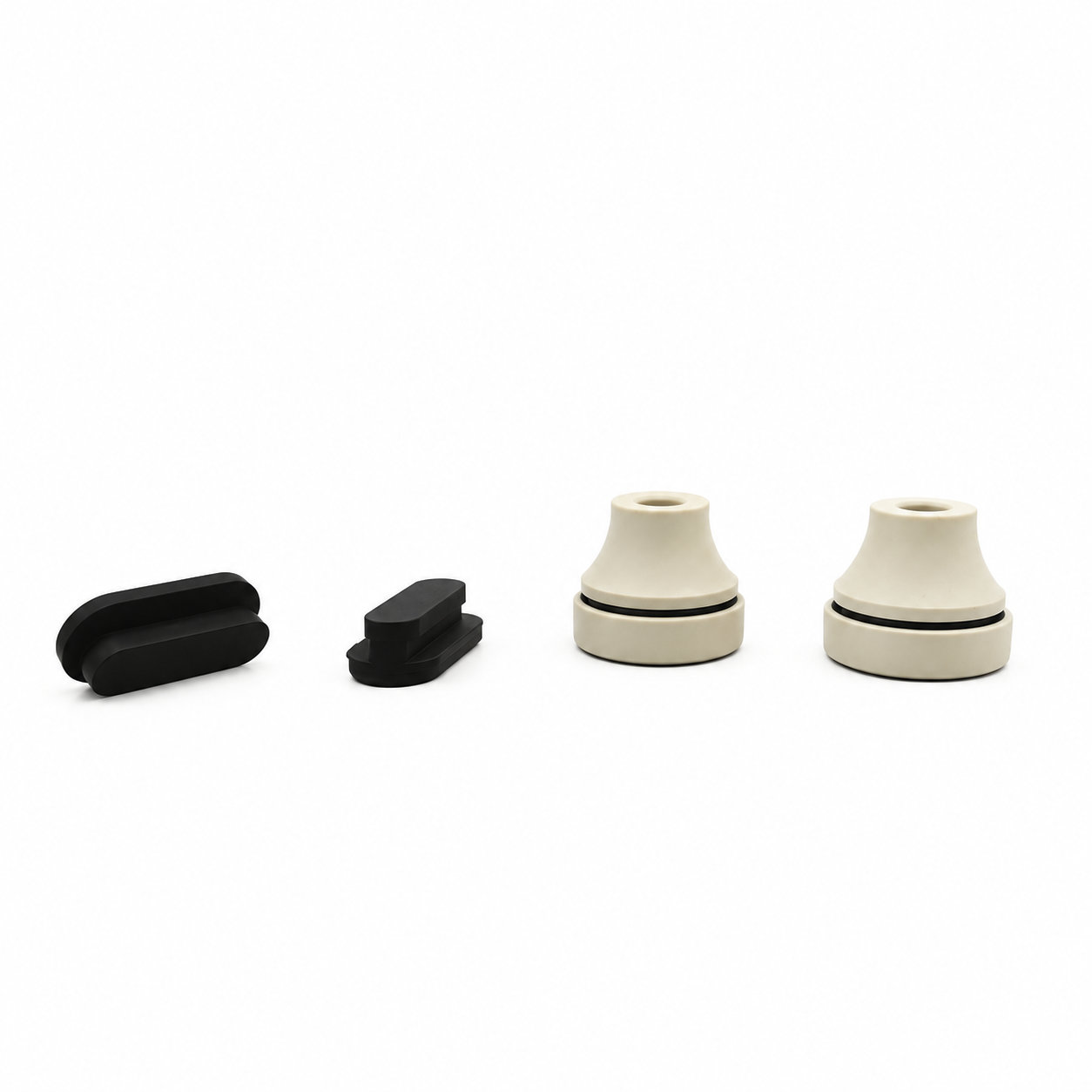 Custom molded flexible silicone rubber isolator bushings