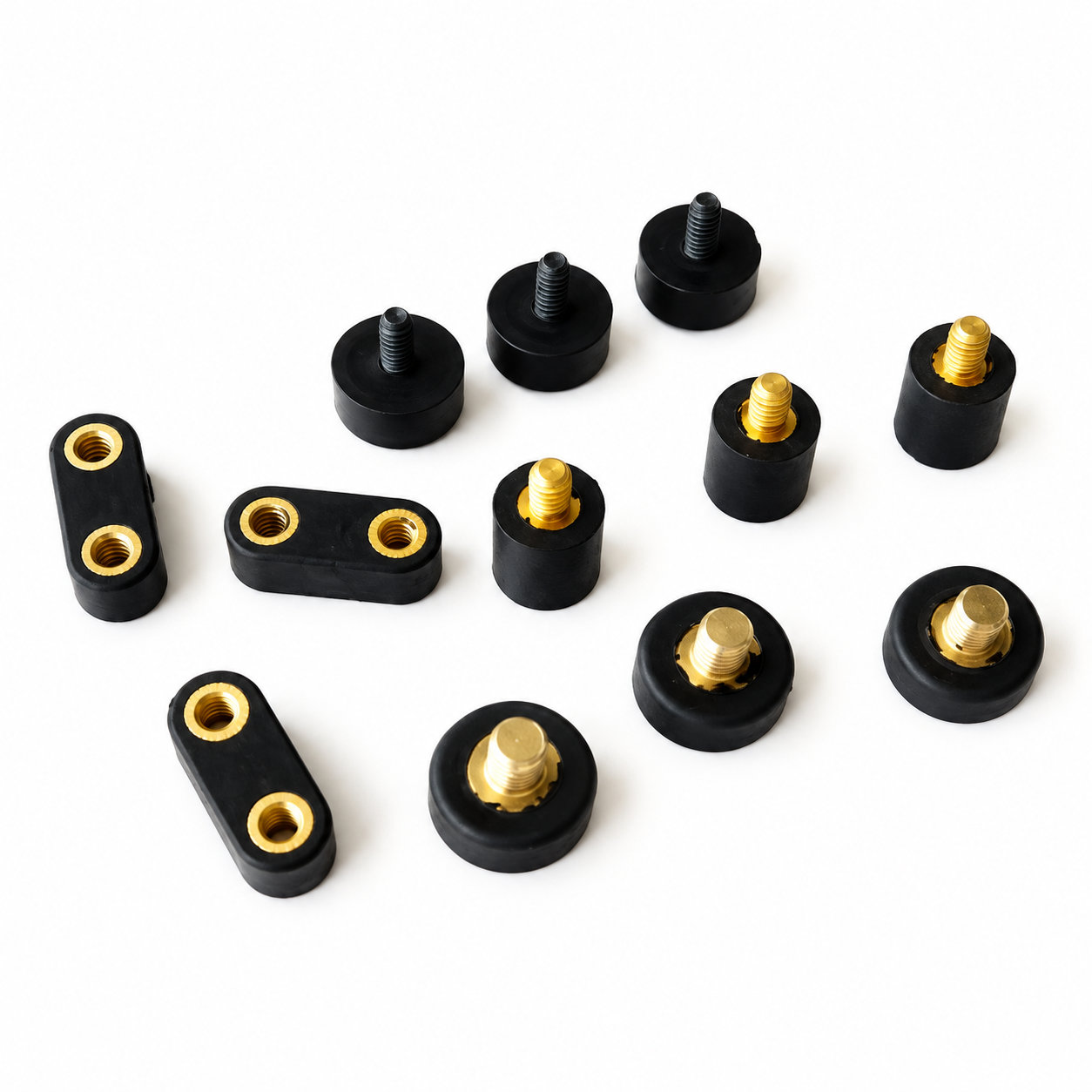 Different shape silicone rubber mounts with metal parts