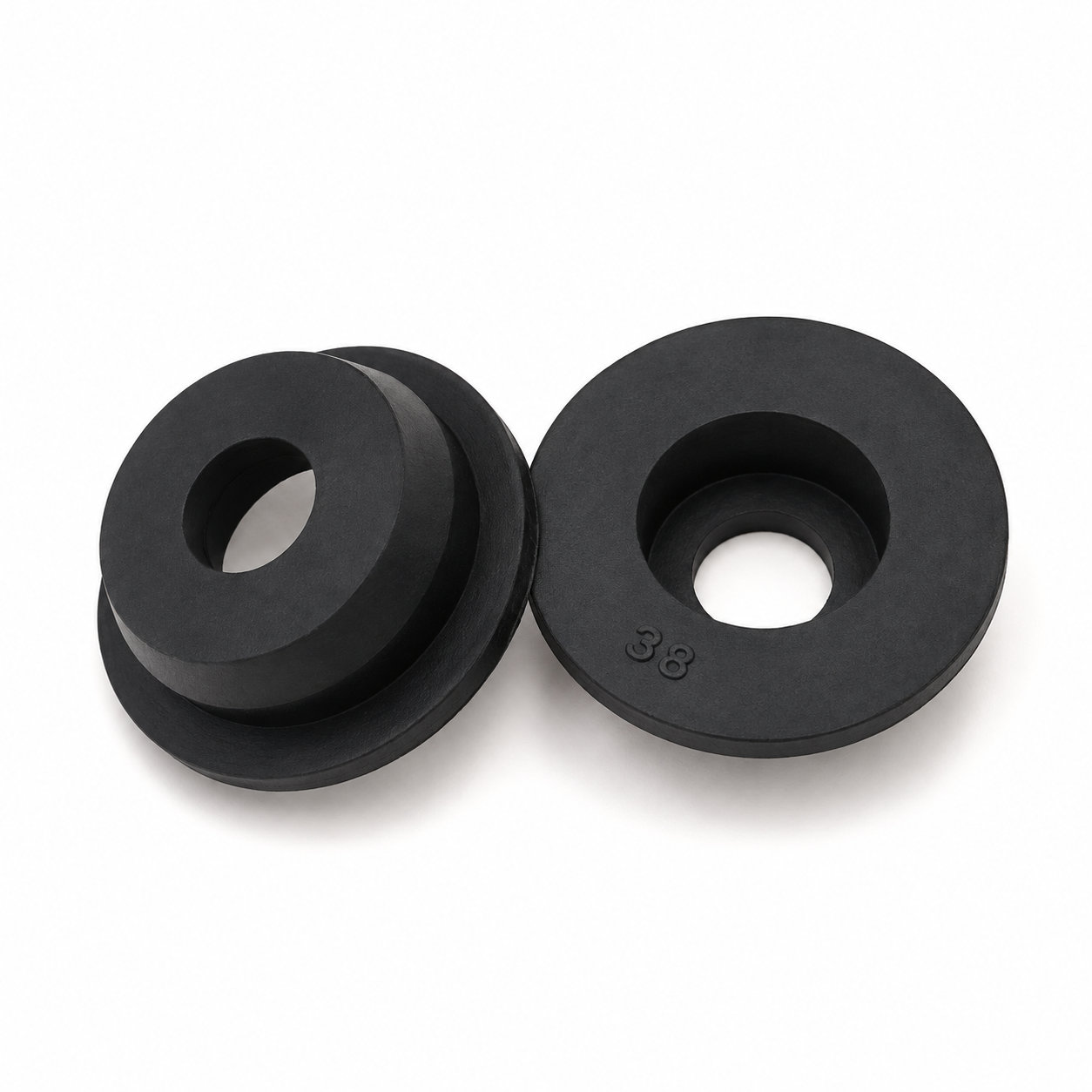Custom made angled rubber grommet for wire