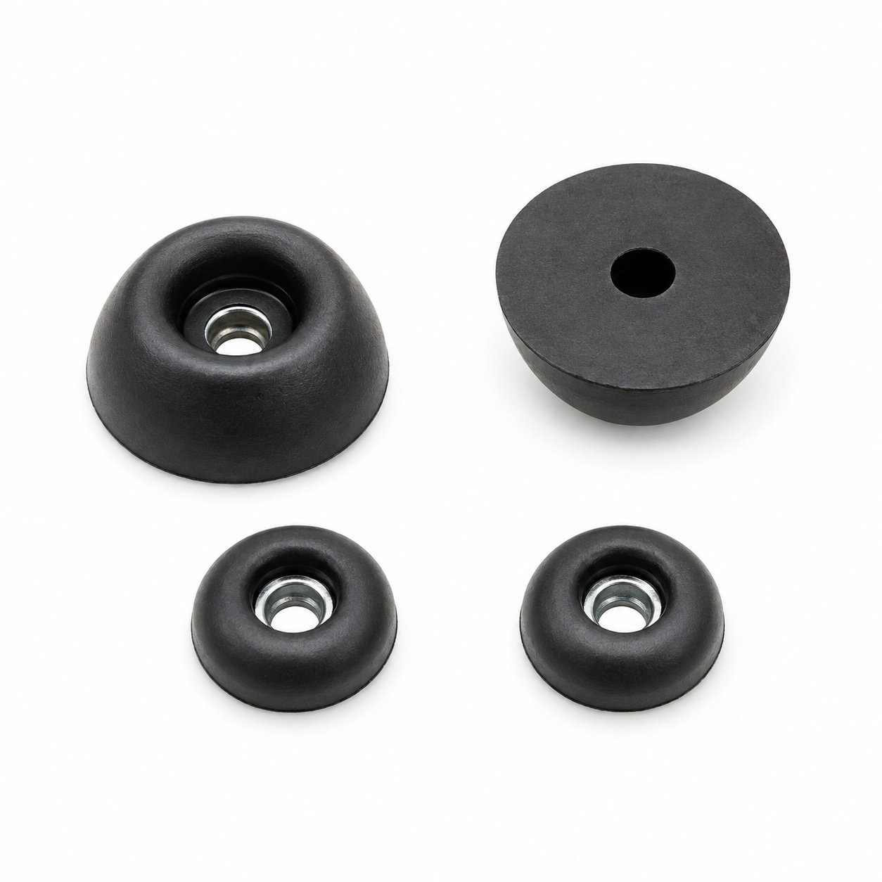 Custom molded rubber washer/rubber mount feet with chamfer