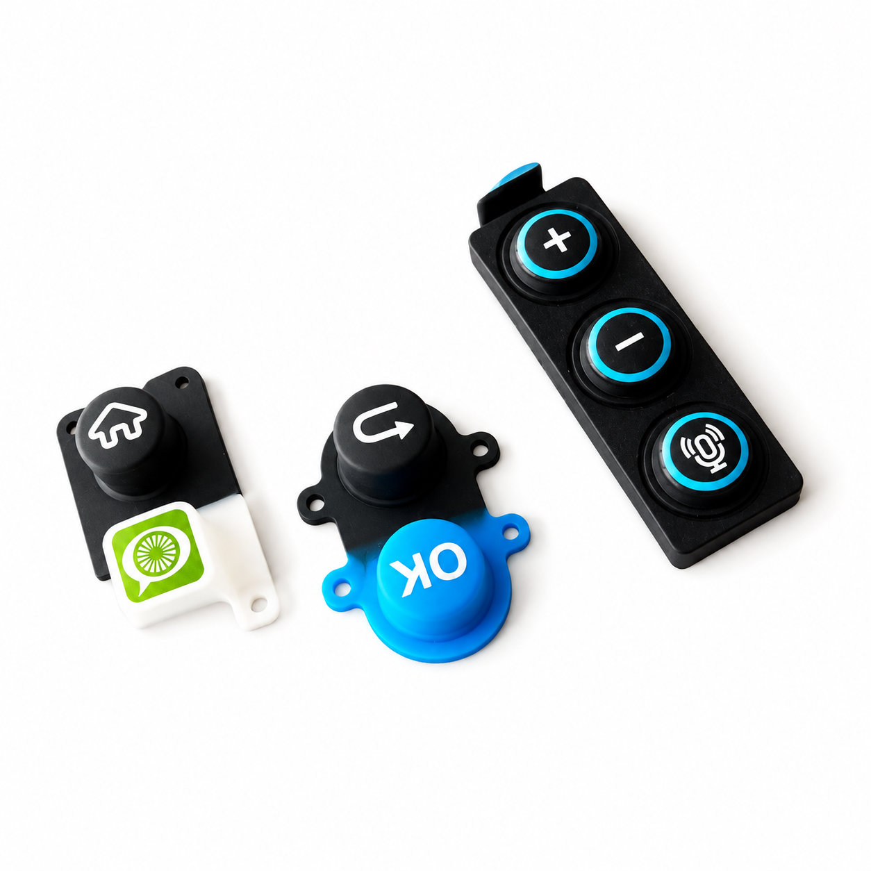 Custom molded silicone single buttons/rubber keypads
