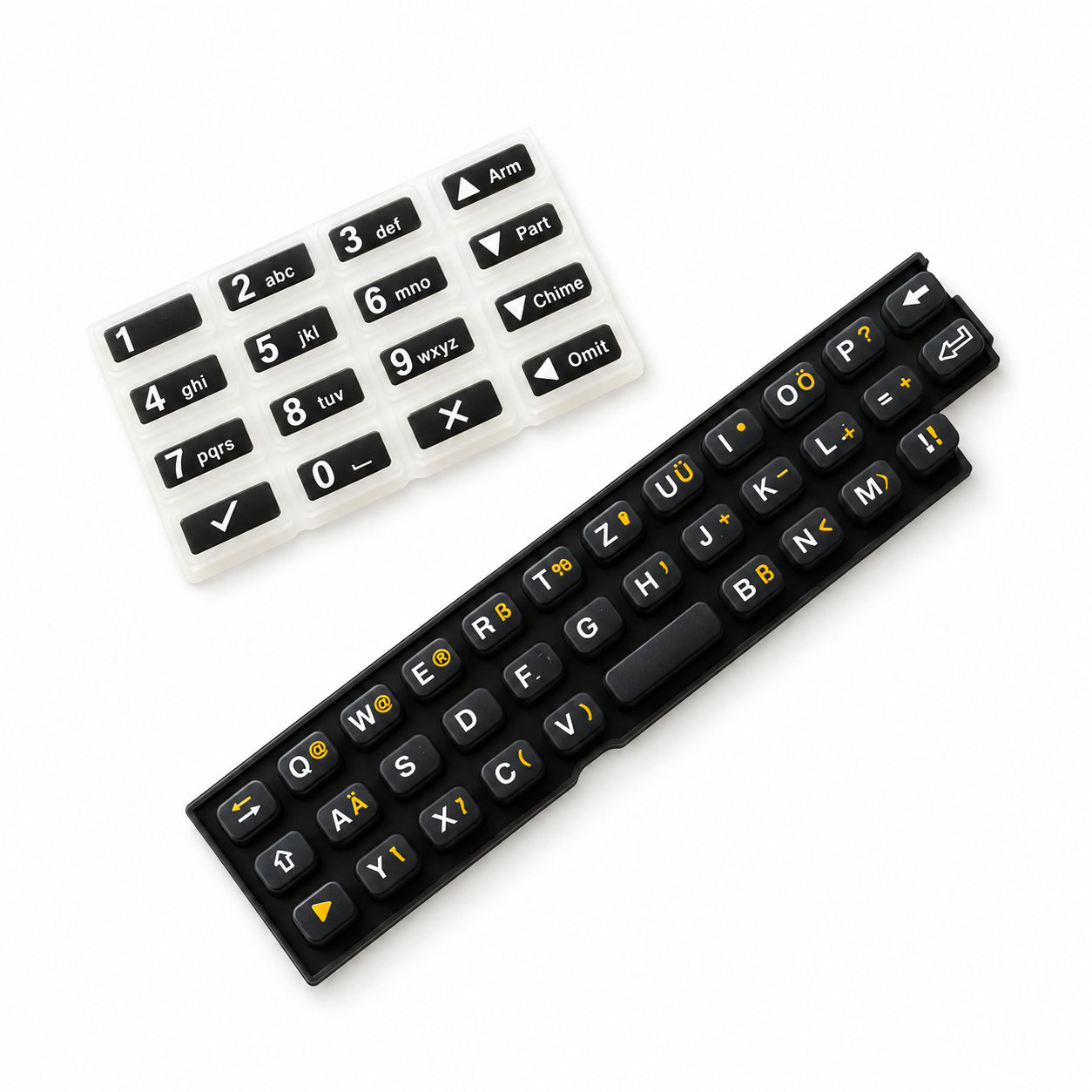 Conductive transparent rubber key buttons/silicone keypad