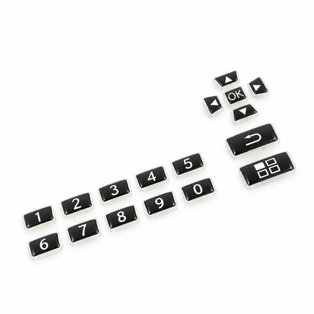 Flexible silicone key buttons/clear rubber numeric keypad