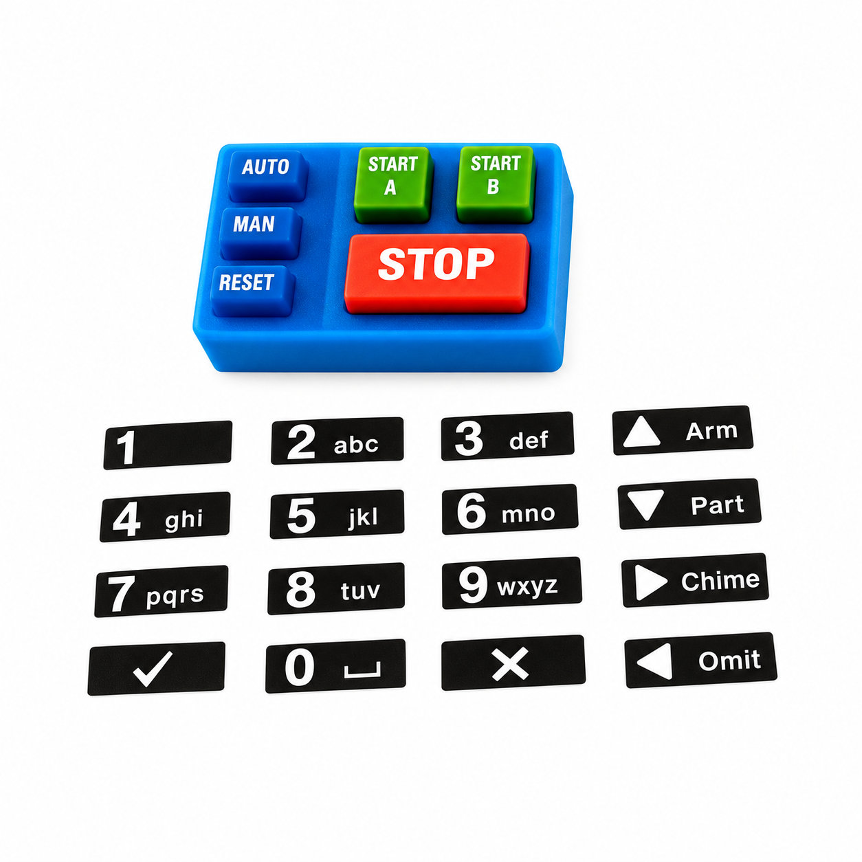 Colored small silicone buttons/rubber function keypad