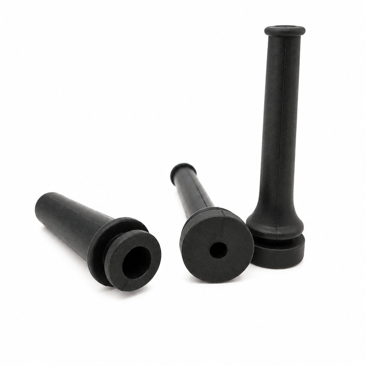 Compressing molded rubber cable bushing/protective grommet