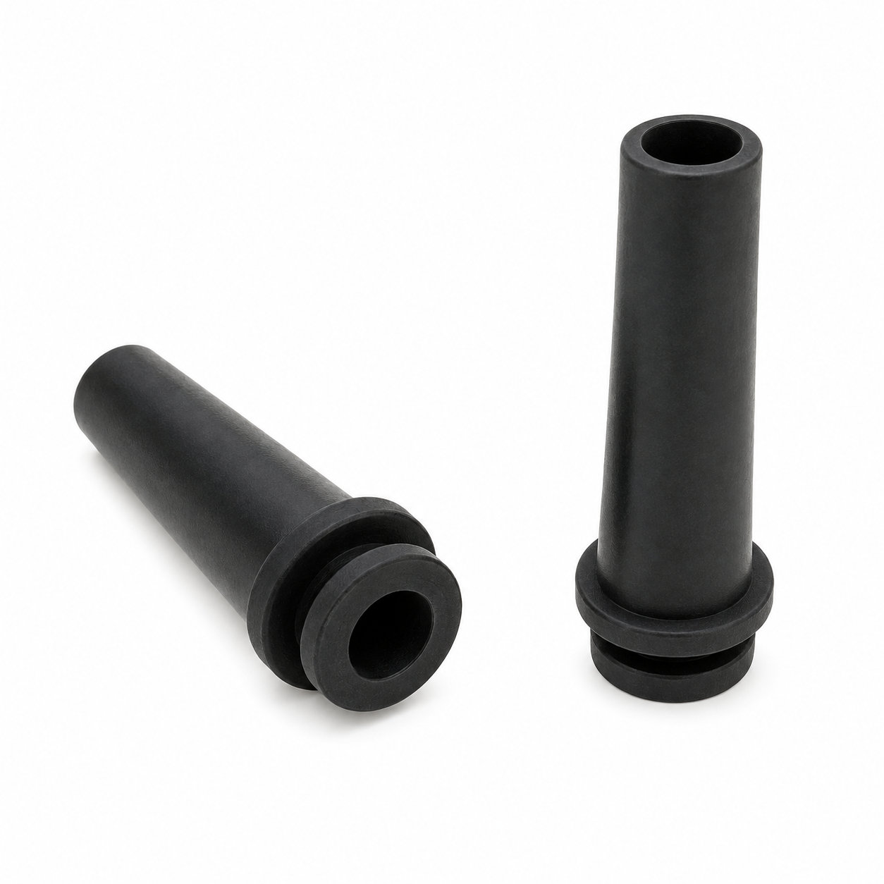 Compressing molded rubber protective coil/neoprene bushings