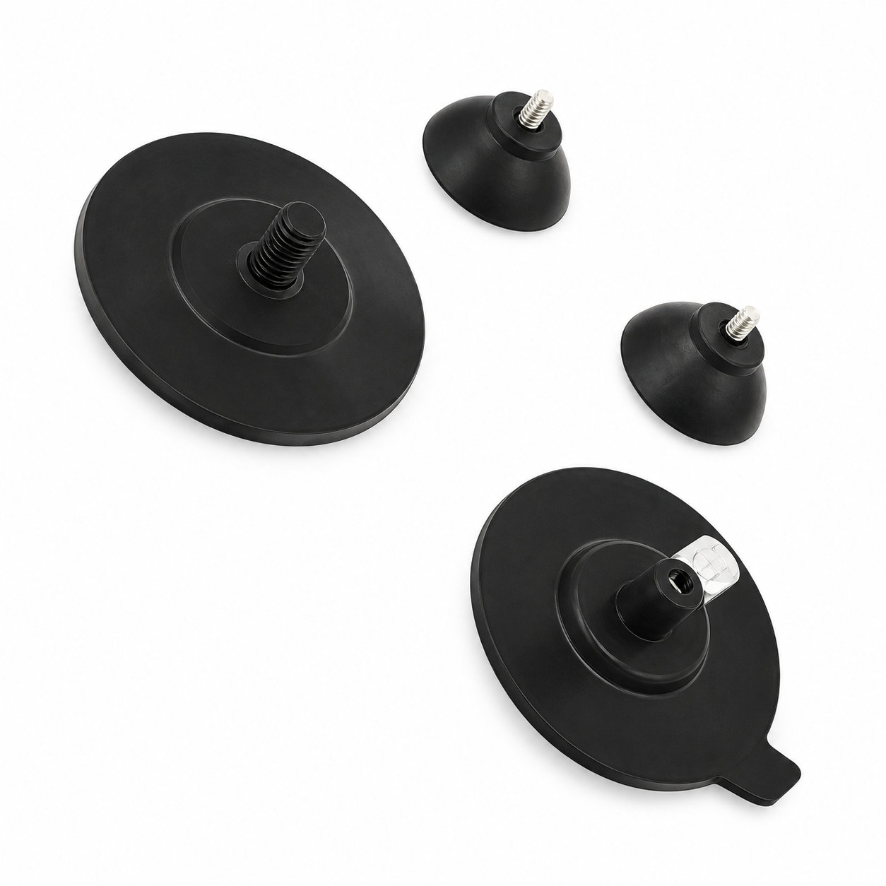 Custom made black silicone rubber vacuum threaded suction cups