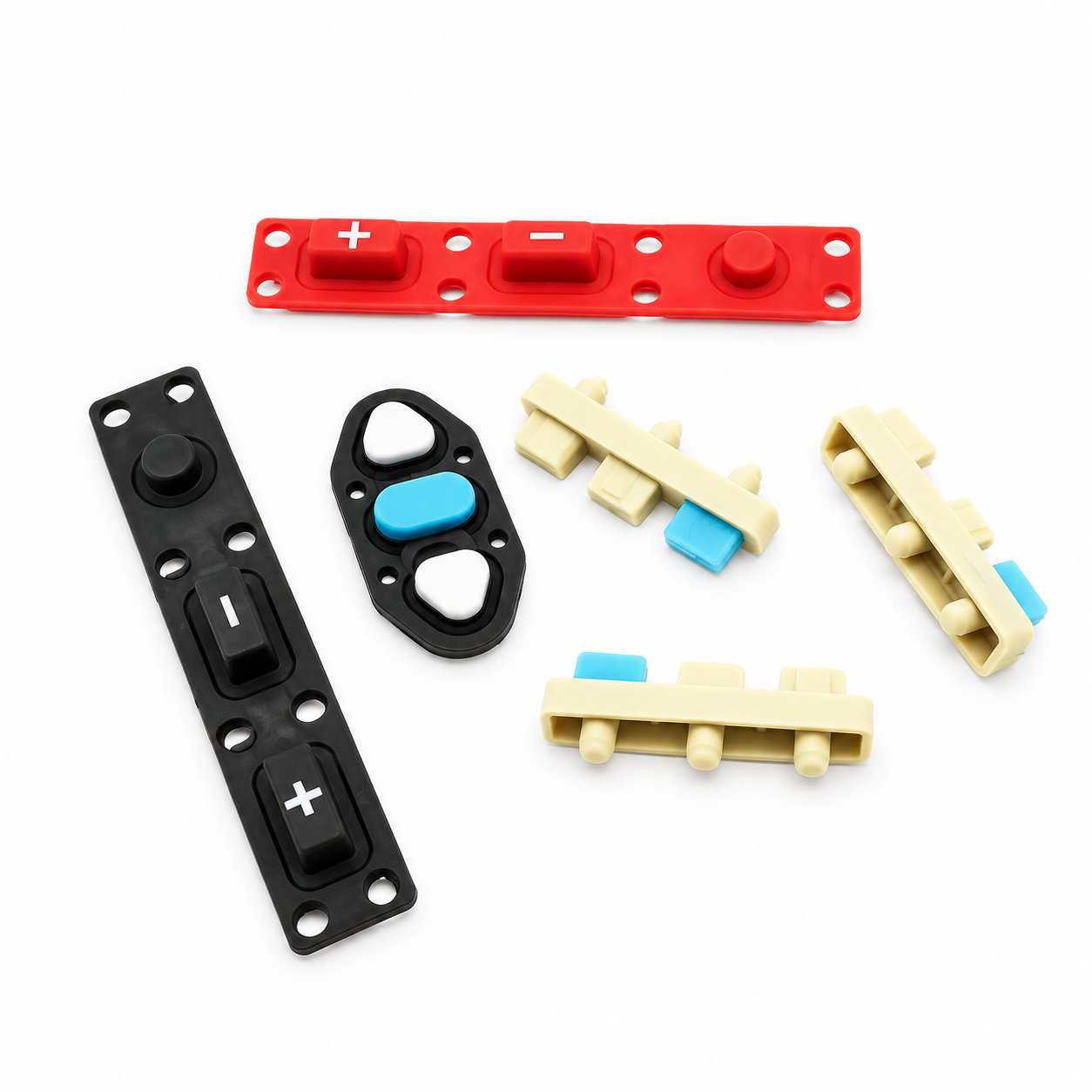 Molded colorful silicone keypad button assembly for machine