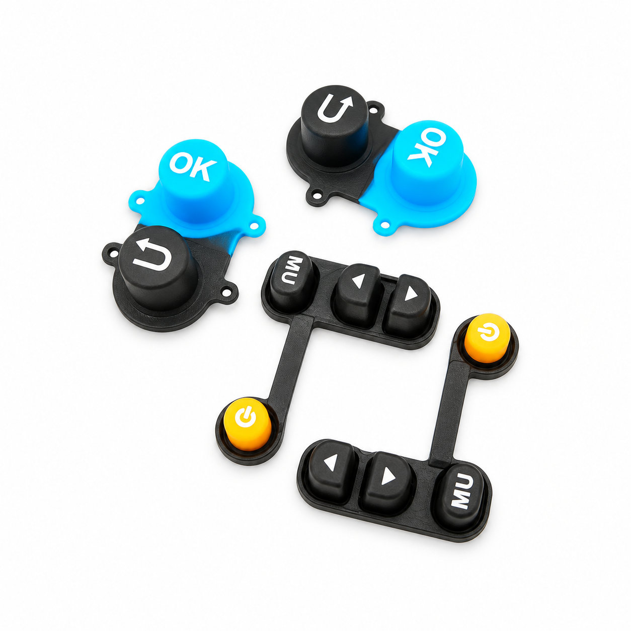 Molded rubber silicone single key buttons with silk printing logo