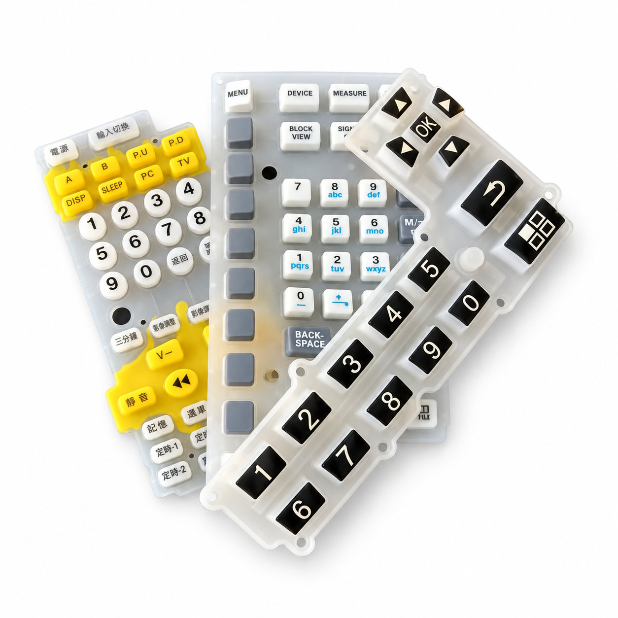 High quality flexible silicone function keypad/switch push buttons