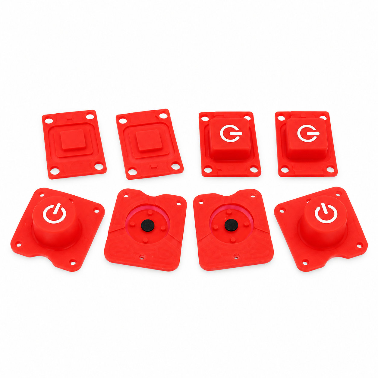 Molded colored silicone rubber switch buttons with radium carving