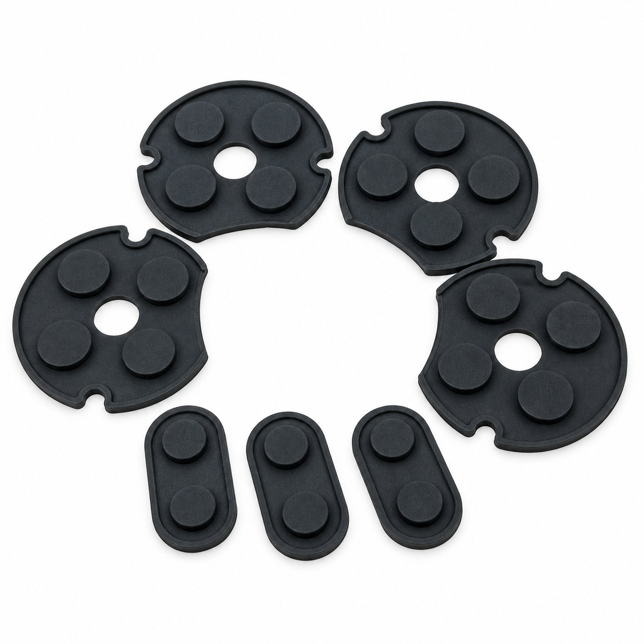 Molded black flexible silicone rubber prototype switch buttons