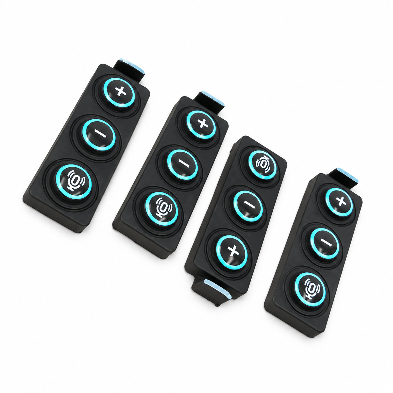 Light-admitting molded silicone keypad buttons with radium carving