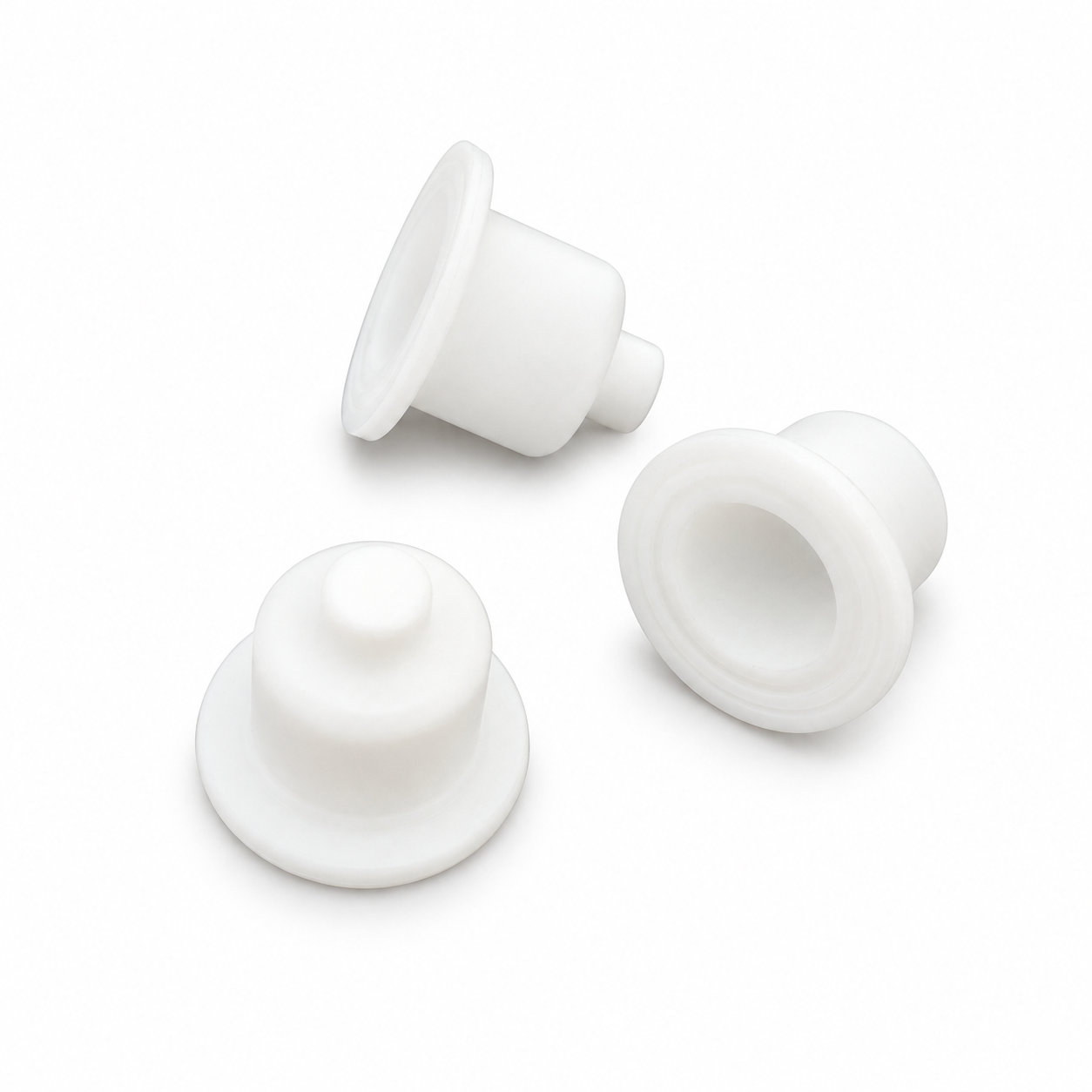 Custom molded small rubber silicone hole plugs/white sealing caps