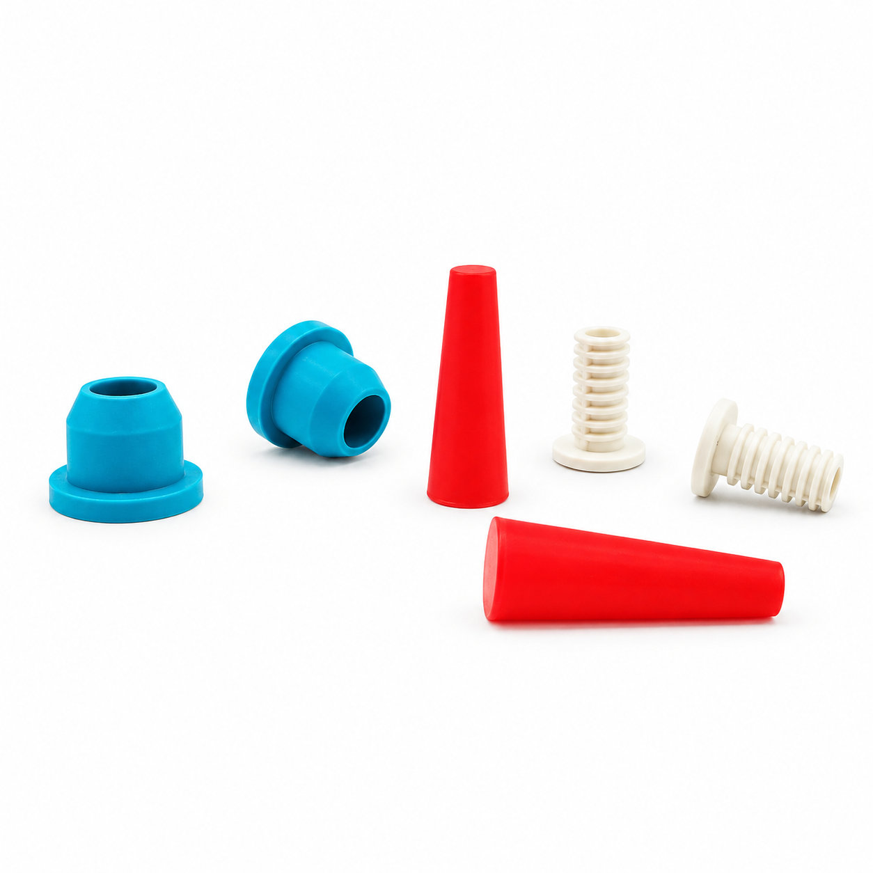Custom moulded round and conical silicone rubber sealing plug