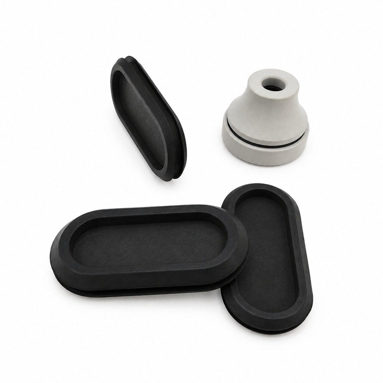Custom molded silicone rubber cable sleeve closed grommet