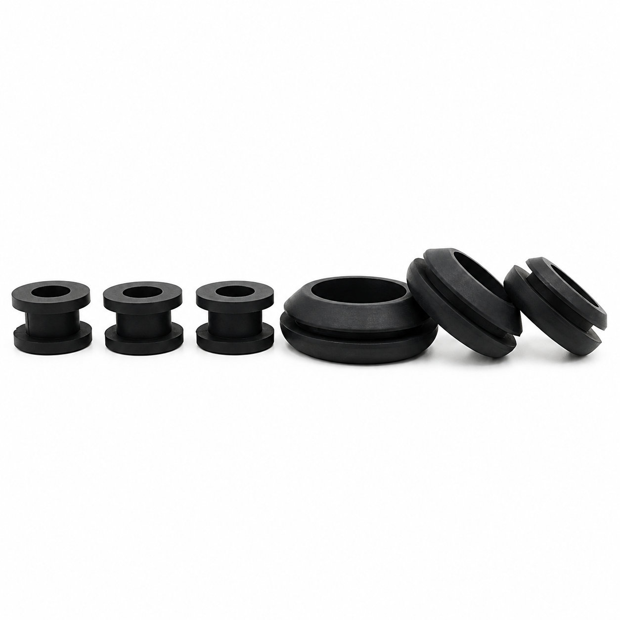 Small black waterproof rubber cable grommet plug
