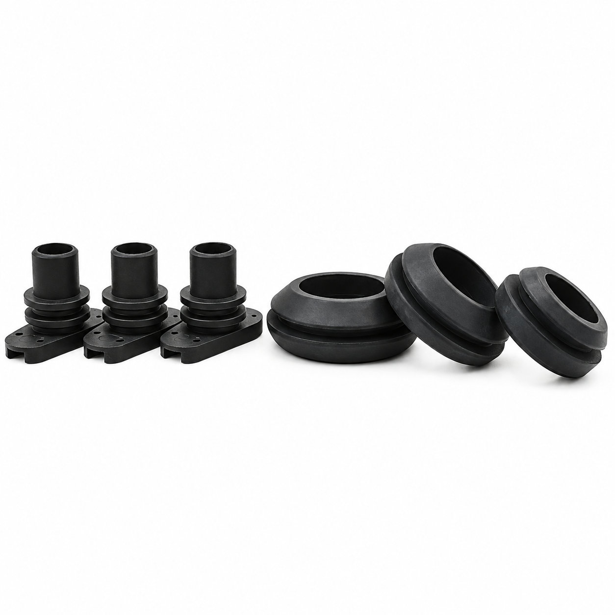 Custom molded silicone rubber cable step grommets