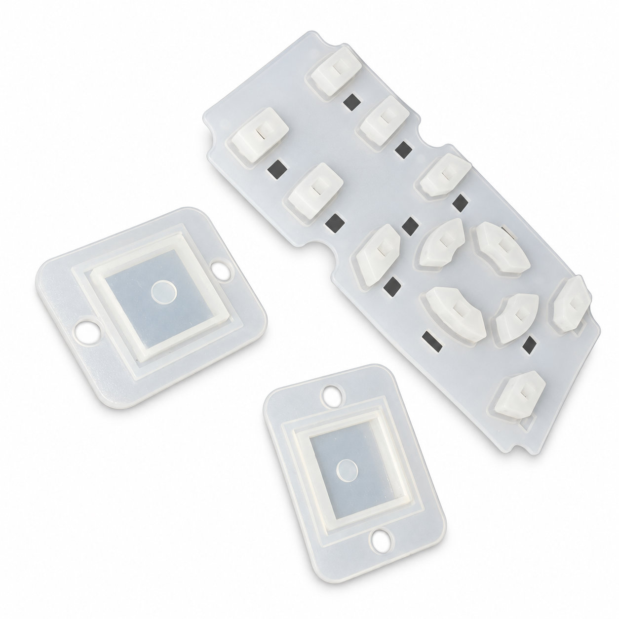Custom transparent carbon pucks for silicone keypad