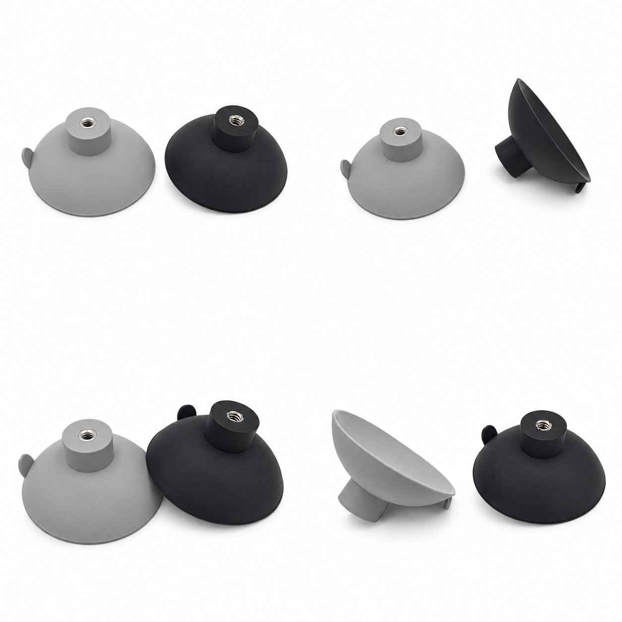 Rubber pneumatic suction cup with threaded inside