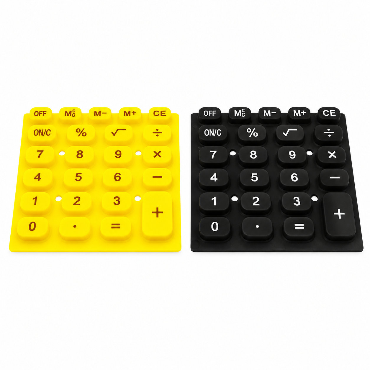 Flexible silicone rubber keypad for calculator with carbon bill
