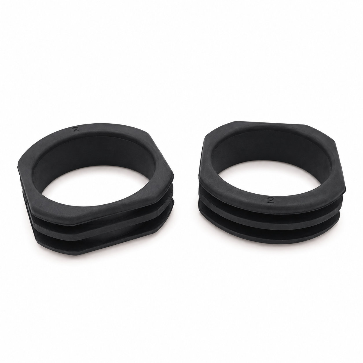 Custom molded rubber stepped snap ring grommet