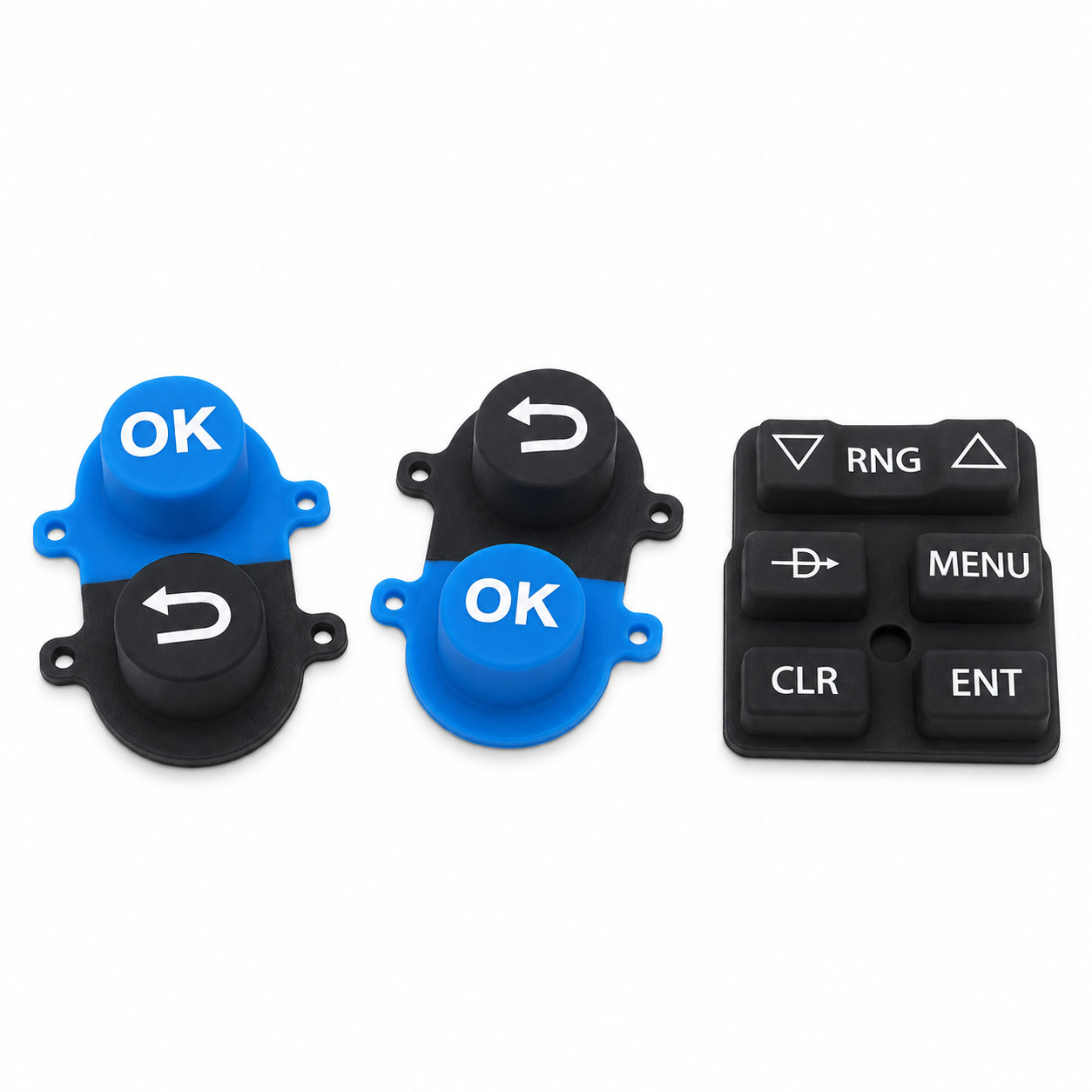 Conductive silicone rubber buttons for electronics