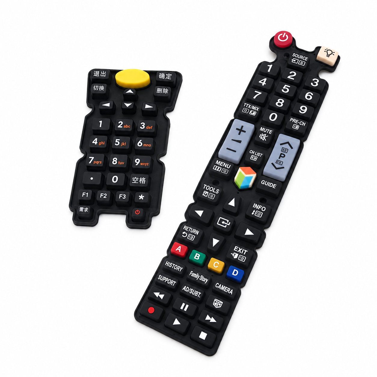 TV remote control keypads with carbon pills